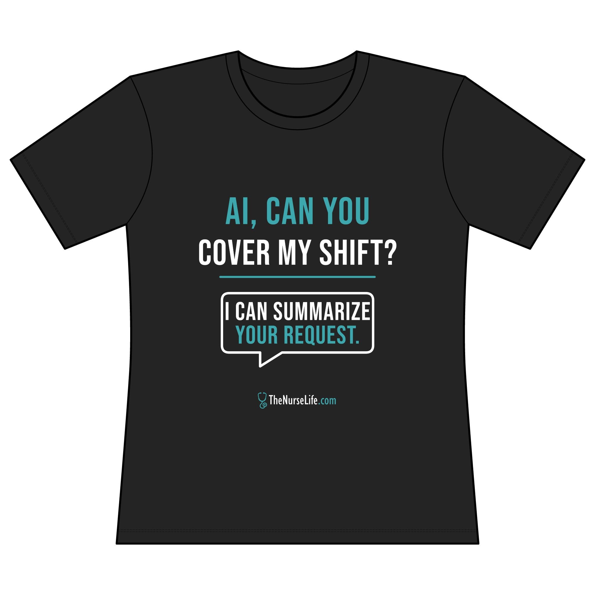 AI, Can You Cover My Shift? — Women’s Fitted Tee - Image 9
