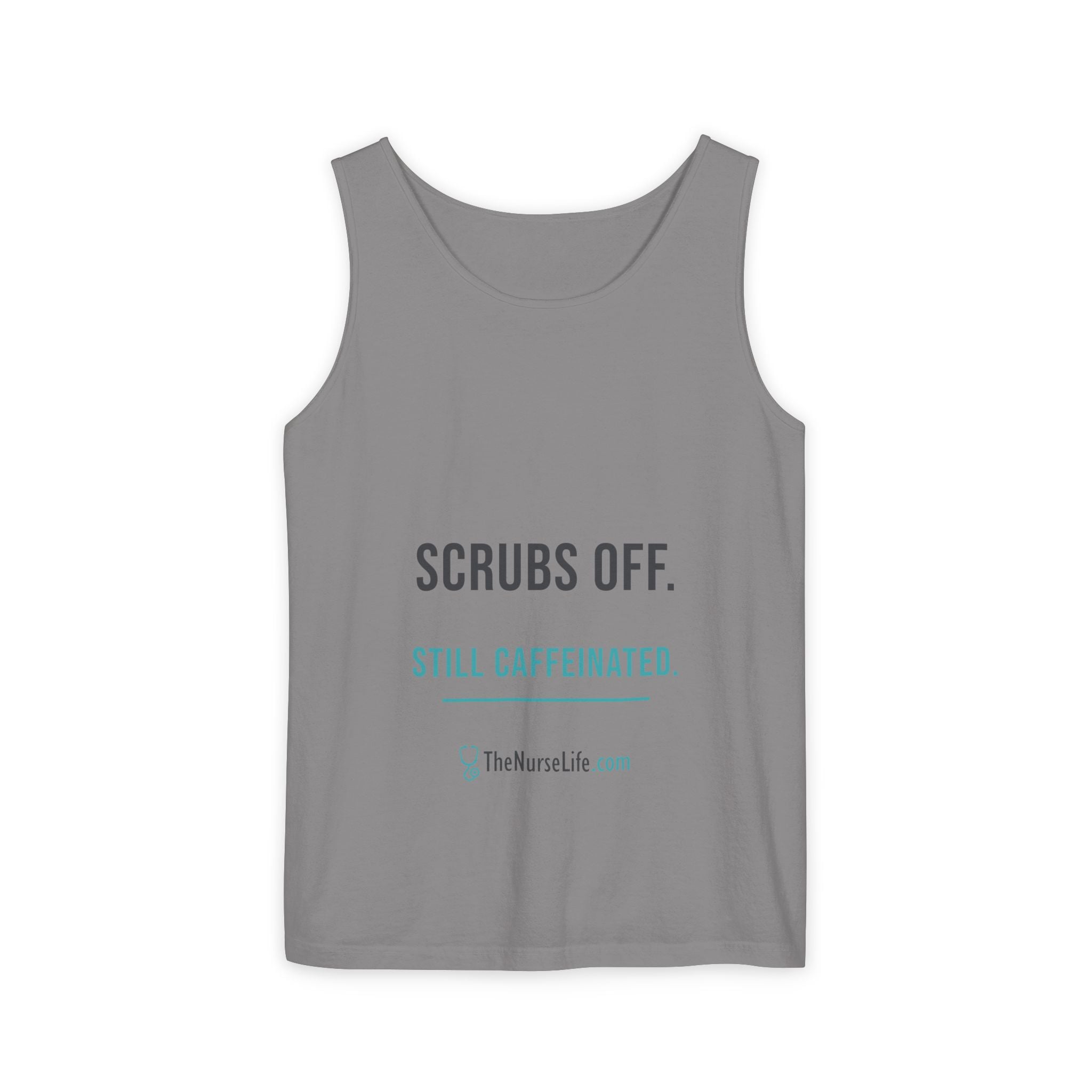 Scrubs Off. Still Caffeinated. — Unisex Tank Top - Image 9