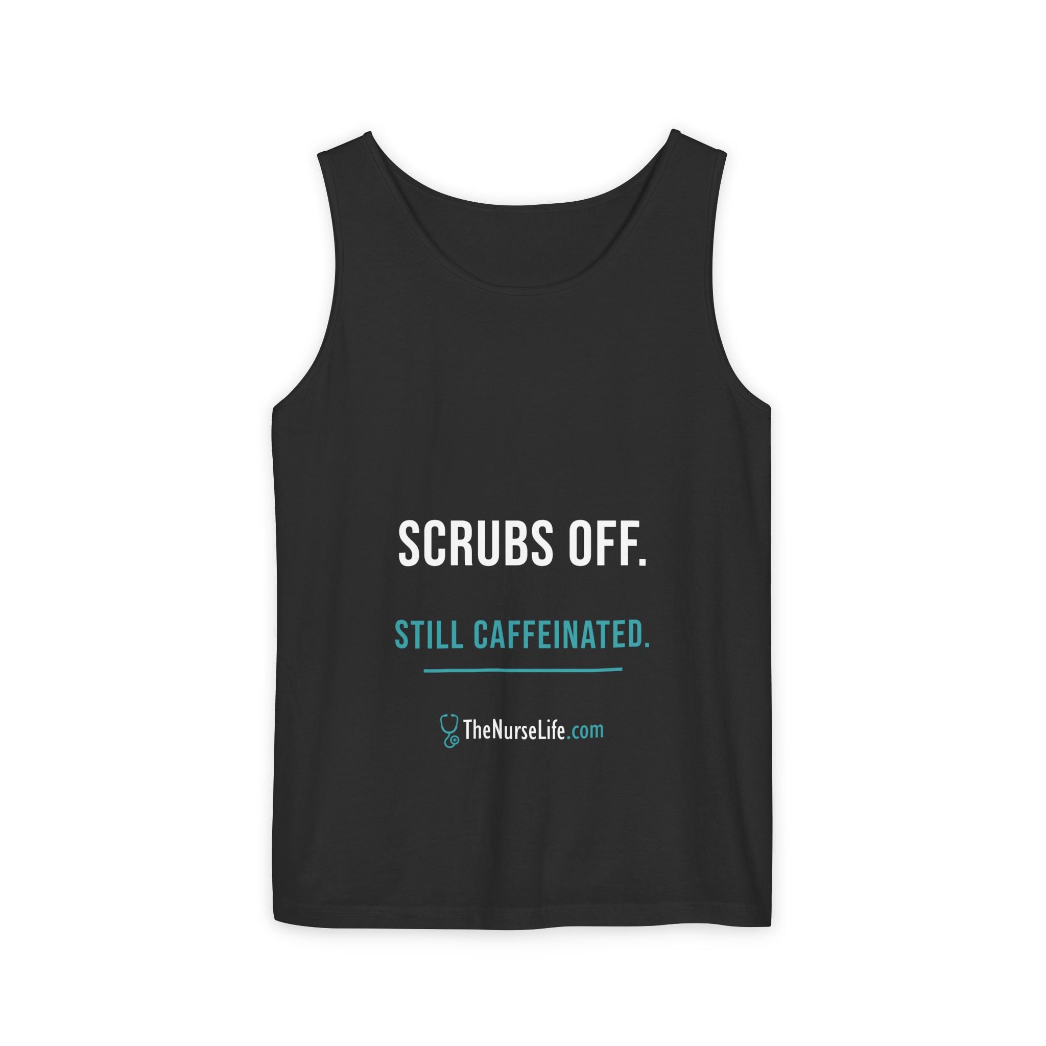 Scrubs Off. Still Caffeinated. — Unisex Tank Top - Image 17