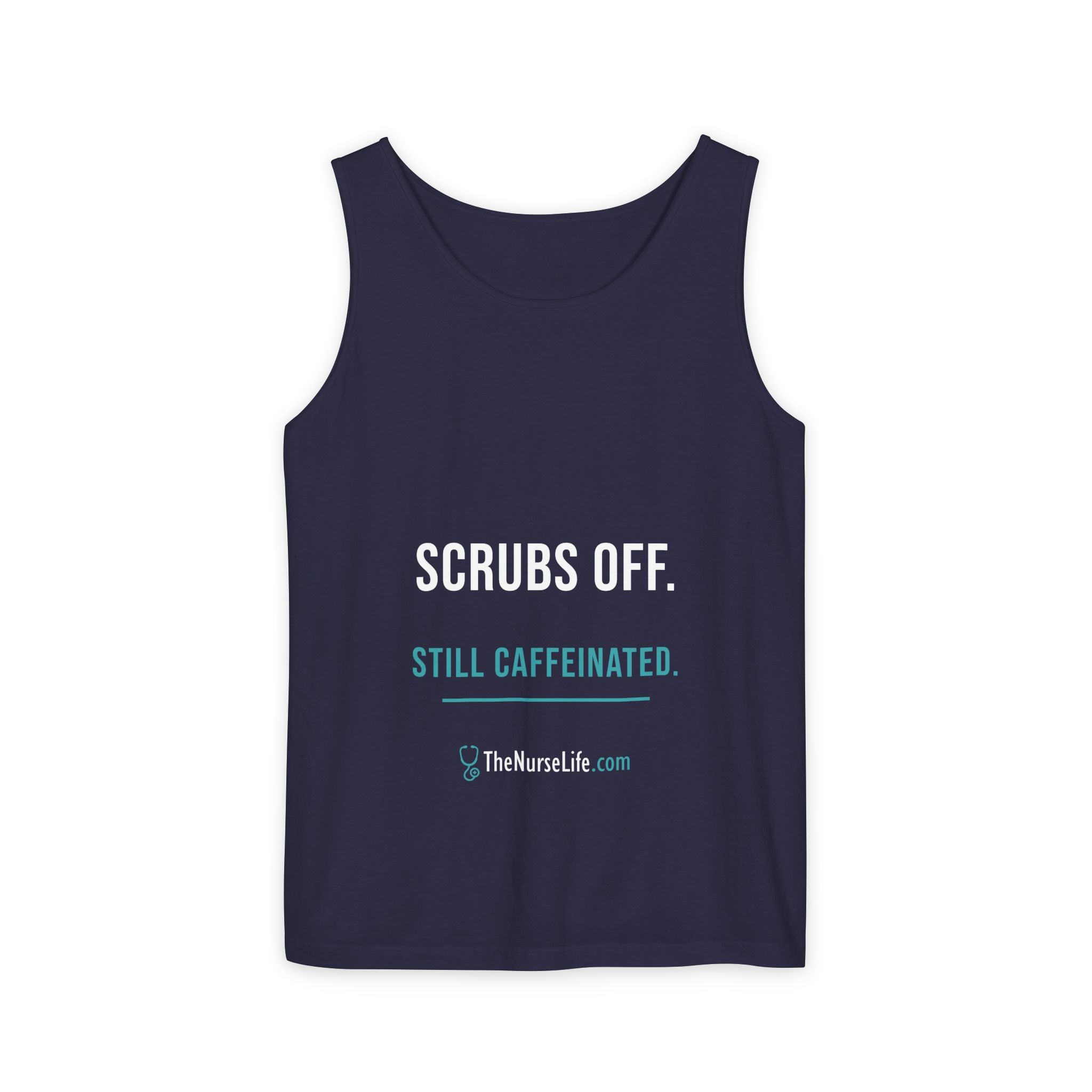 Scrubs Off. Still Caffeinated. — Unisex Tank Top - Image 13