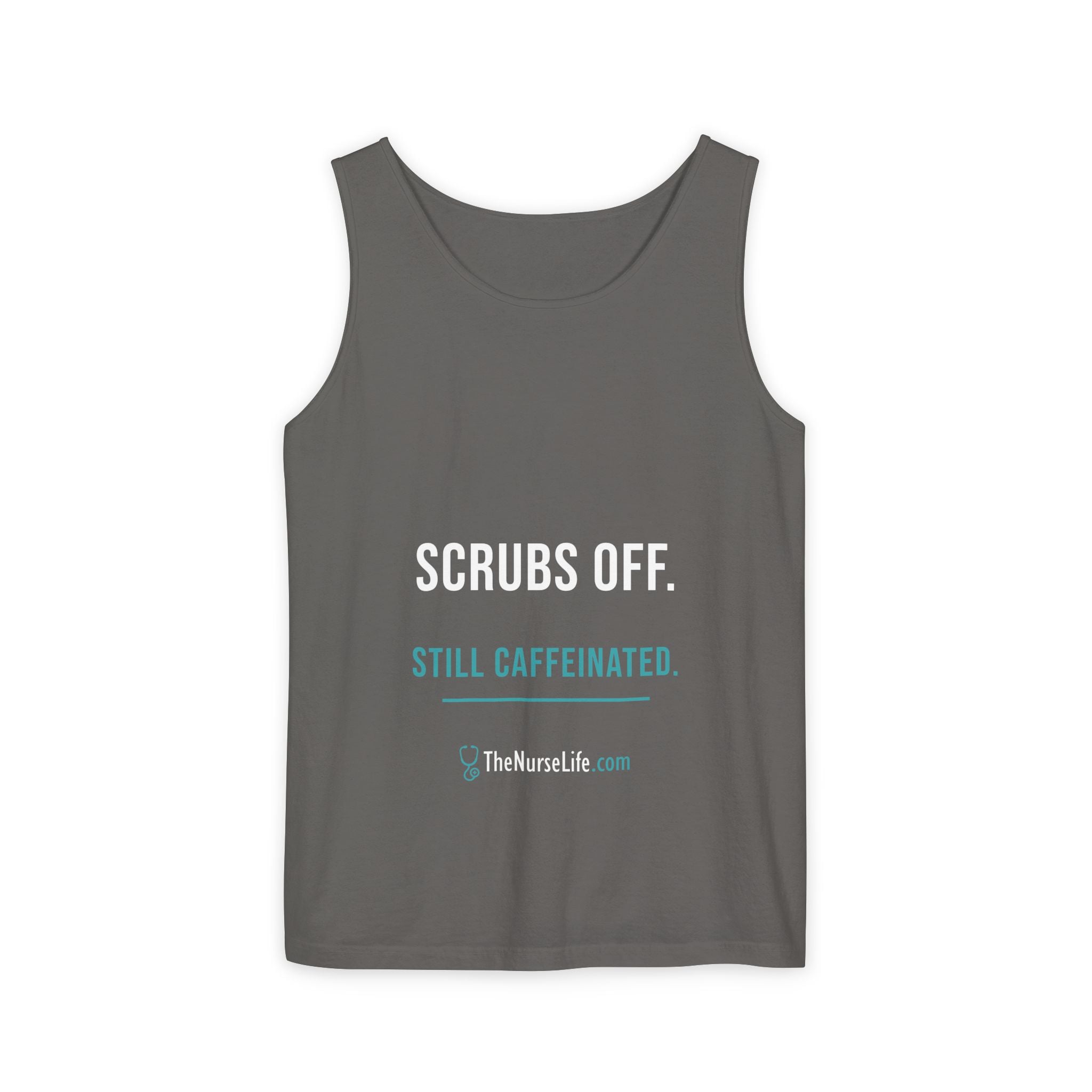 Scrubs Off. Still Caffeinated. — Unisex Tank Top - Image 5