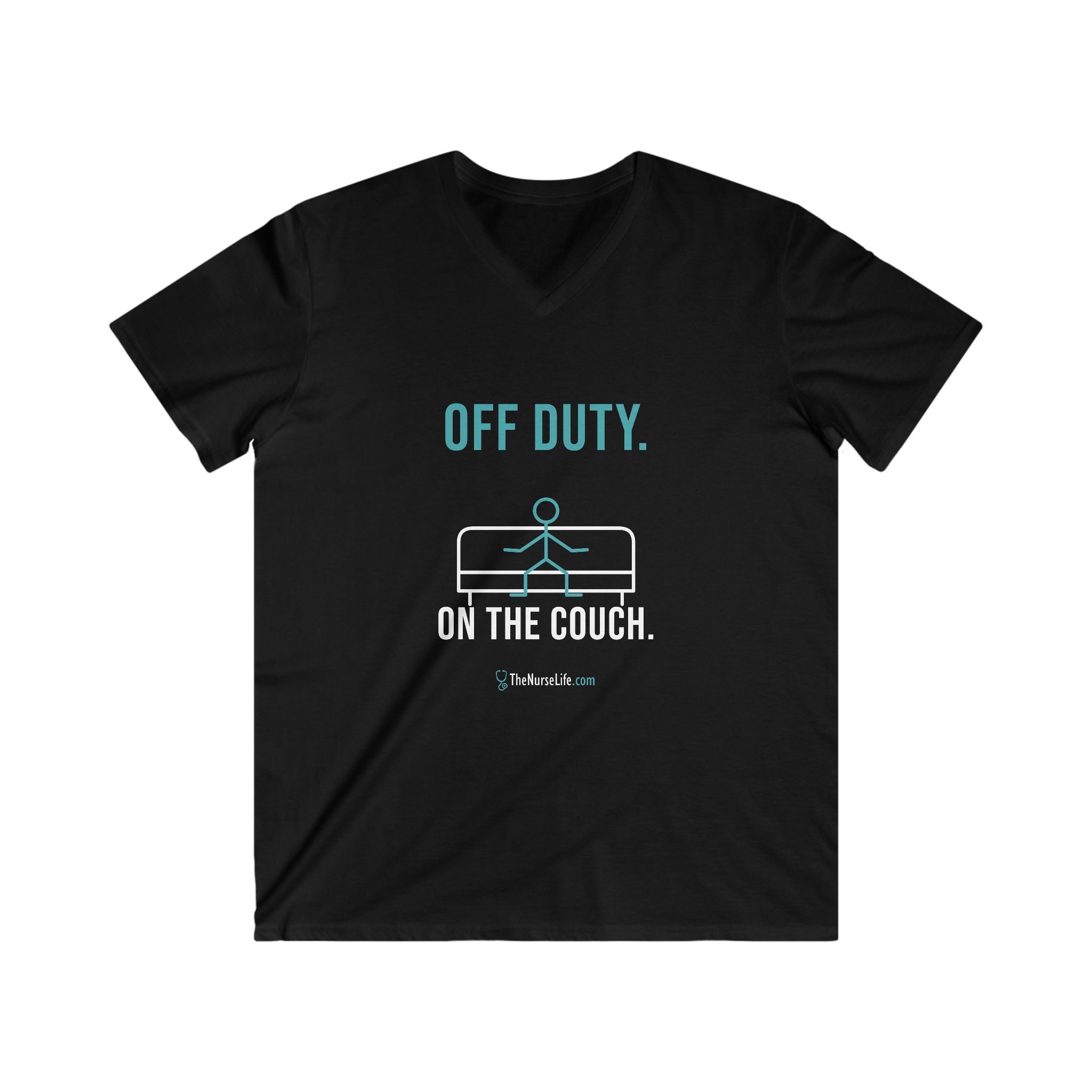 Off Duty. On the Couch. — Men’s V-Neck Tee - Image 3